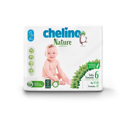 Fraldas Chelino Nature T6 17-28 kg 27 unidades