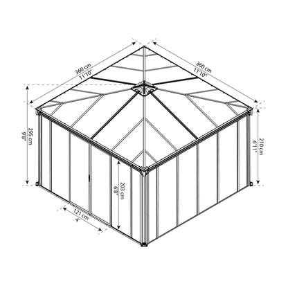 Gazebo fechado Ledro 360x360 cm 