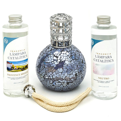 Pack Lámpara Catalítica Mosaico Azul Océano + Fragancia Provence Breeze 200ml + Limpiador Neutro 200ml + Mecha Repuesto_0
