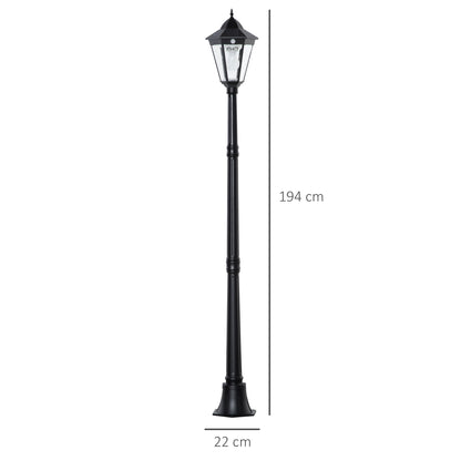 Outsunny Farola Solar Con Panel Solar Encendido Automático 22x22x194 Cm Negro_2