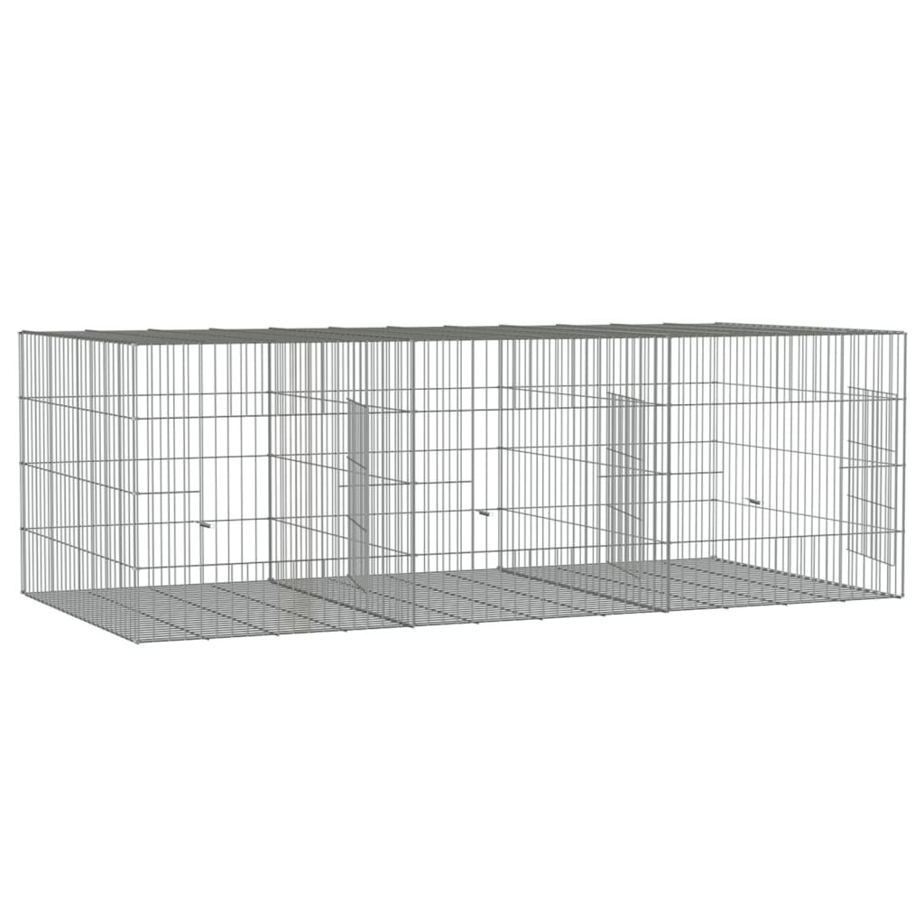 Vidaxl Jaula Para Conejos 3 Paneles Hierro Galvanizado 163x79x54 Cm_3