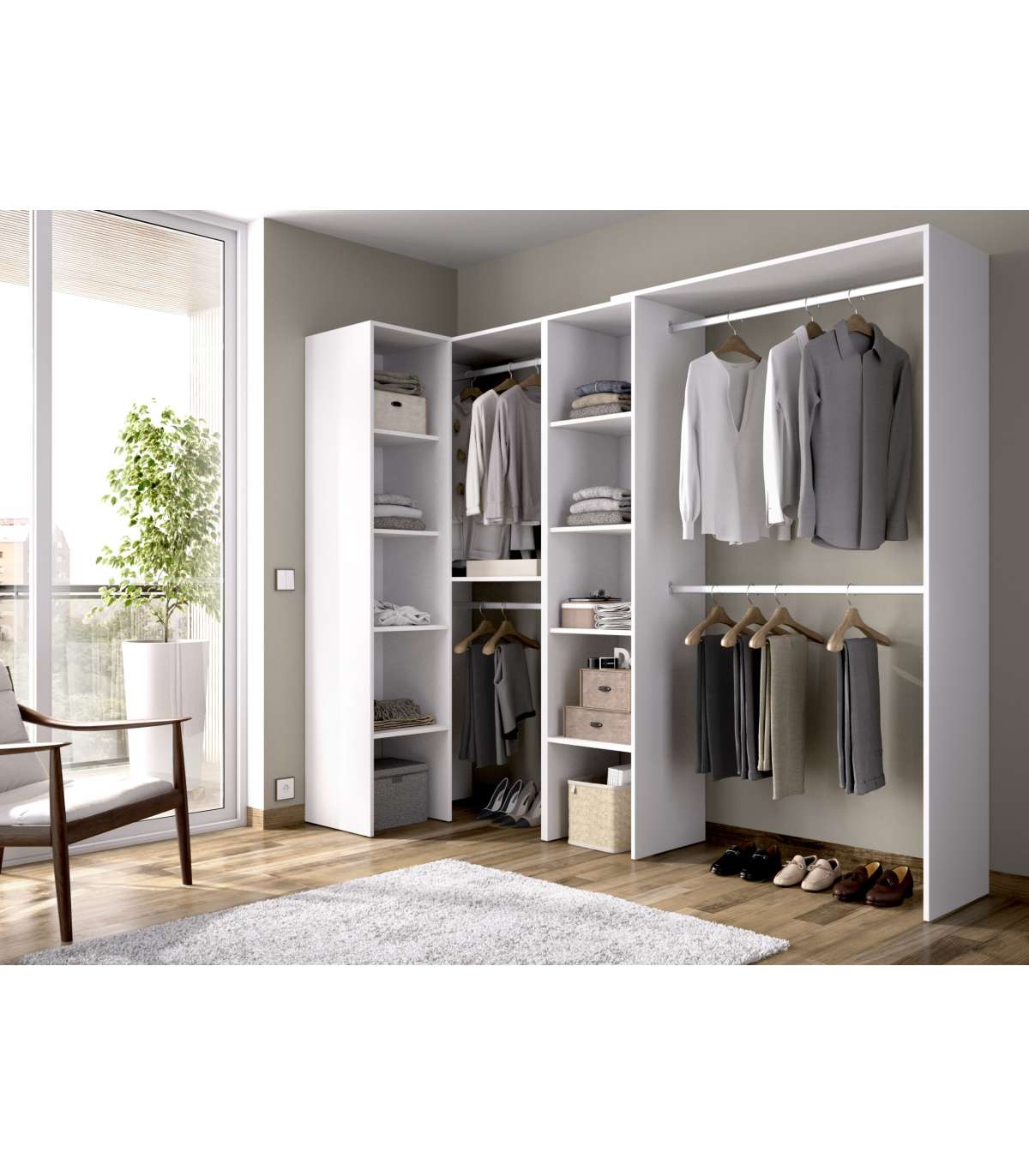 Vestidor De Rincón Luz 2 Color Blanco 228cm (ancho) 79.4 Cm (fondo) 187 Cm (alto)_1