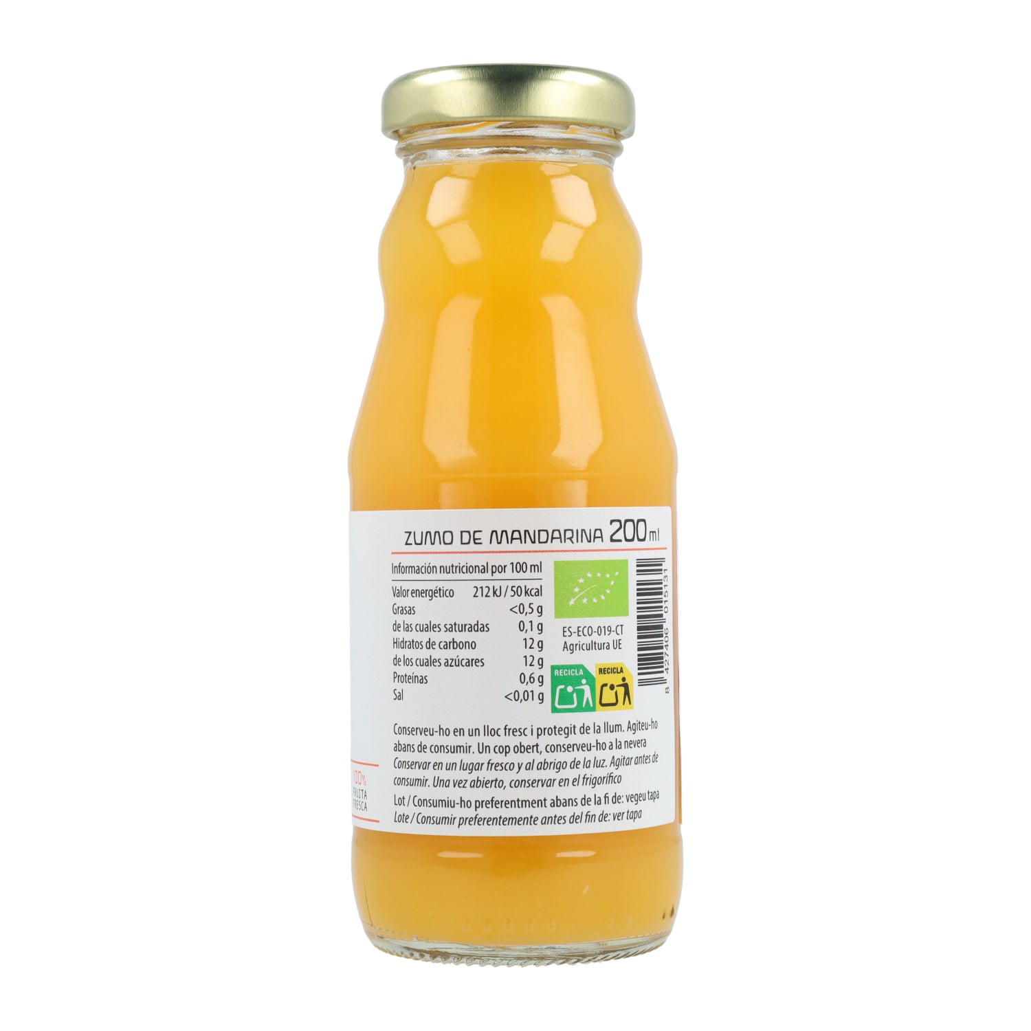 Sumo de tangerina orgânico Cal Valls 200 ml