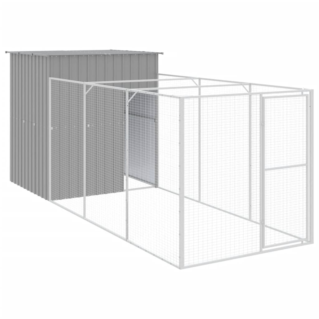 Caseta Perros Corral Acero Galvanizado Gris Claro 165x455x181cm_0