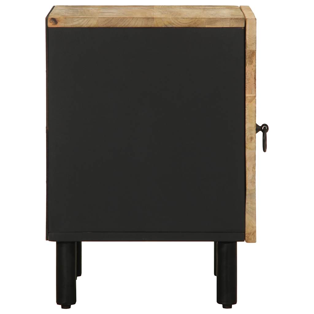 Mesitas De Noche 2 Uds Madera Mango Rugosa Negro 40x33,5x46 Cm_3