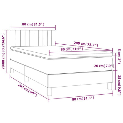 Cama Box Spring Con Colchón Y Led Tela Crema 80x200 Cm / Vetonek_1