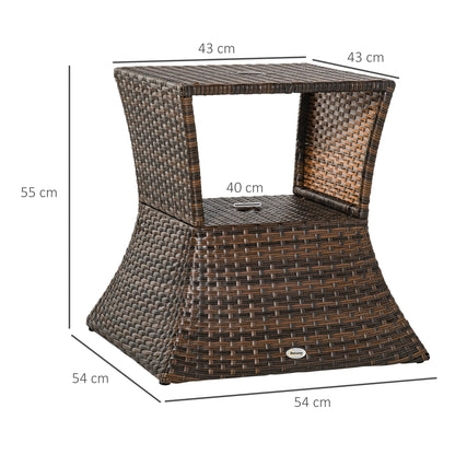 Outsunny Mesa De Centro Ratán Con Agujero De Sombrilla Para Terraza Patio_2