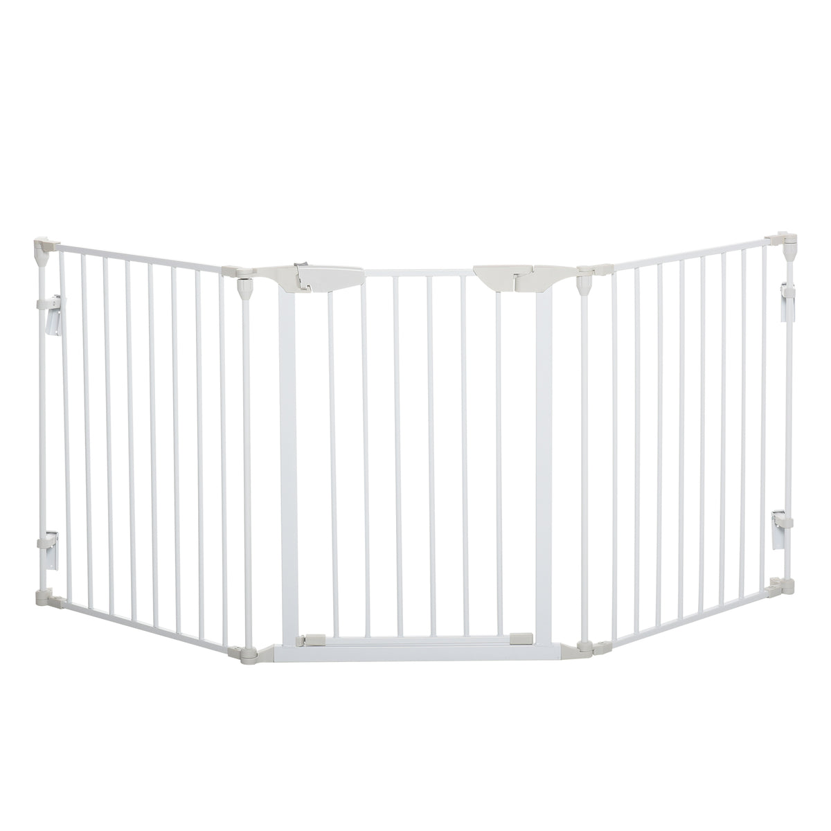 Pawhut Barrera Para Perros Plegable De 3 Paneles Con Cierre Inteligente Blanco_1