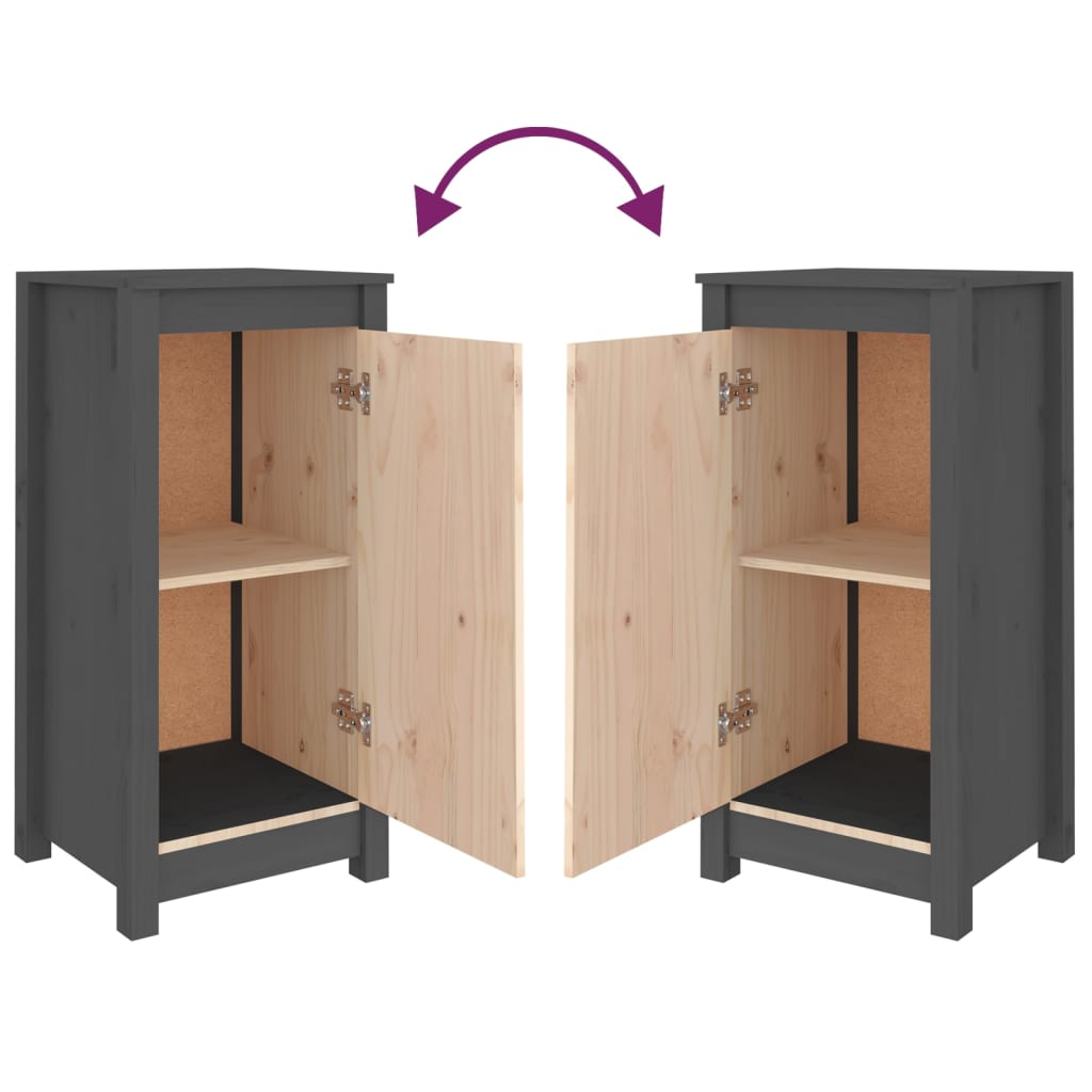 Aparador De Madera Maciza De Pino Gris 39x35x80 Cm / Vetonek_0