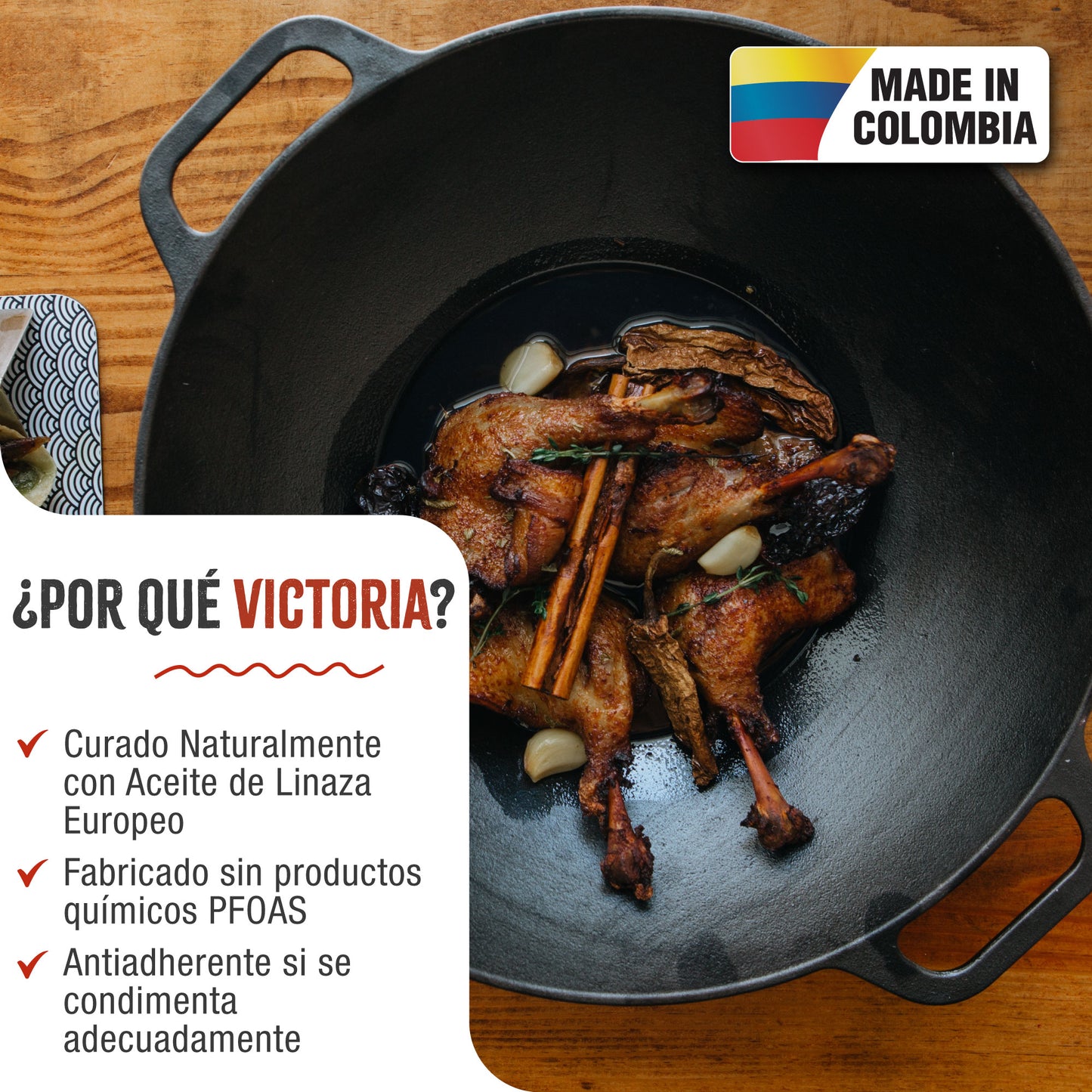 Victoria Wok Hierro Fundido Curado Inducción 35,5cm, Apta Fuego, Barbacoa, Horno Cast Iron Skillet, 37291, Negro_1