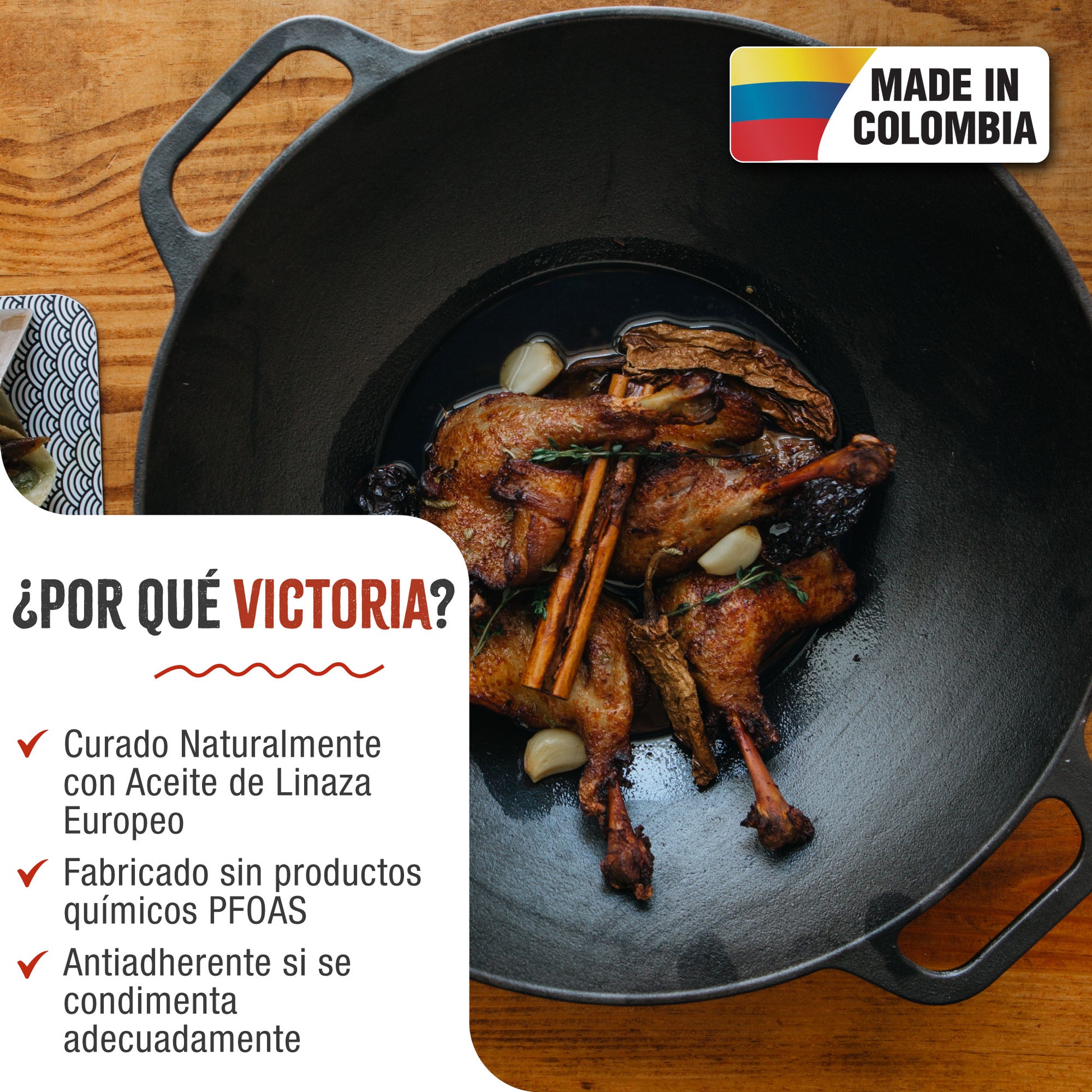 Victoria Wok Hierro Fundido Curado Inducción 35,5cm, Apta Fuego, Barbacoa, Horno Cast Iron Skillet, 37291, Negro_1