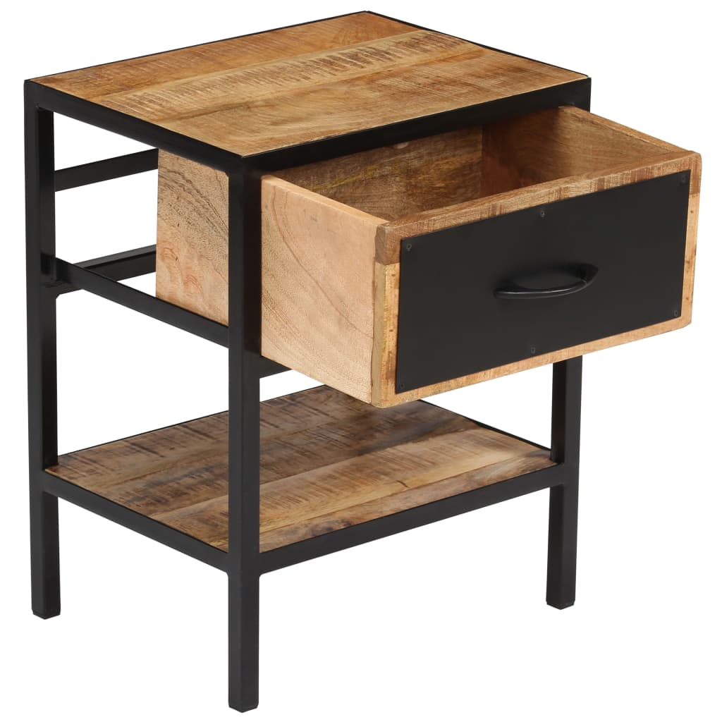 Mesita De Noche De Madera Maciza De Mango 40x30x50 Cm_1