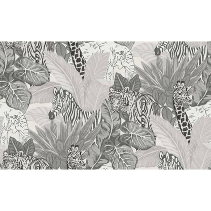Noordwand Papel De Pared Good Vibes Jungle Animals Gris Y Negro_1
