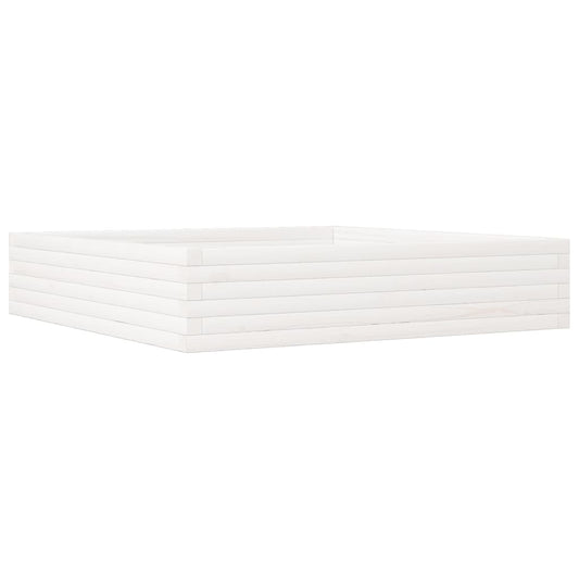 Jardinera De Madera Maciza De Pino Blanca 110x110x23 Cm_0
