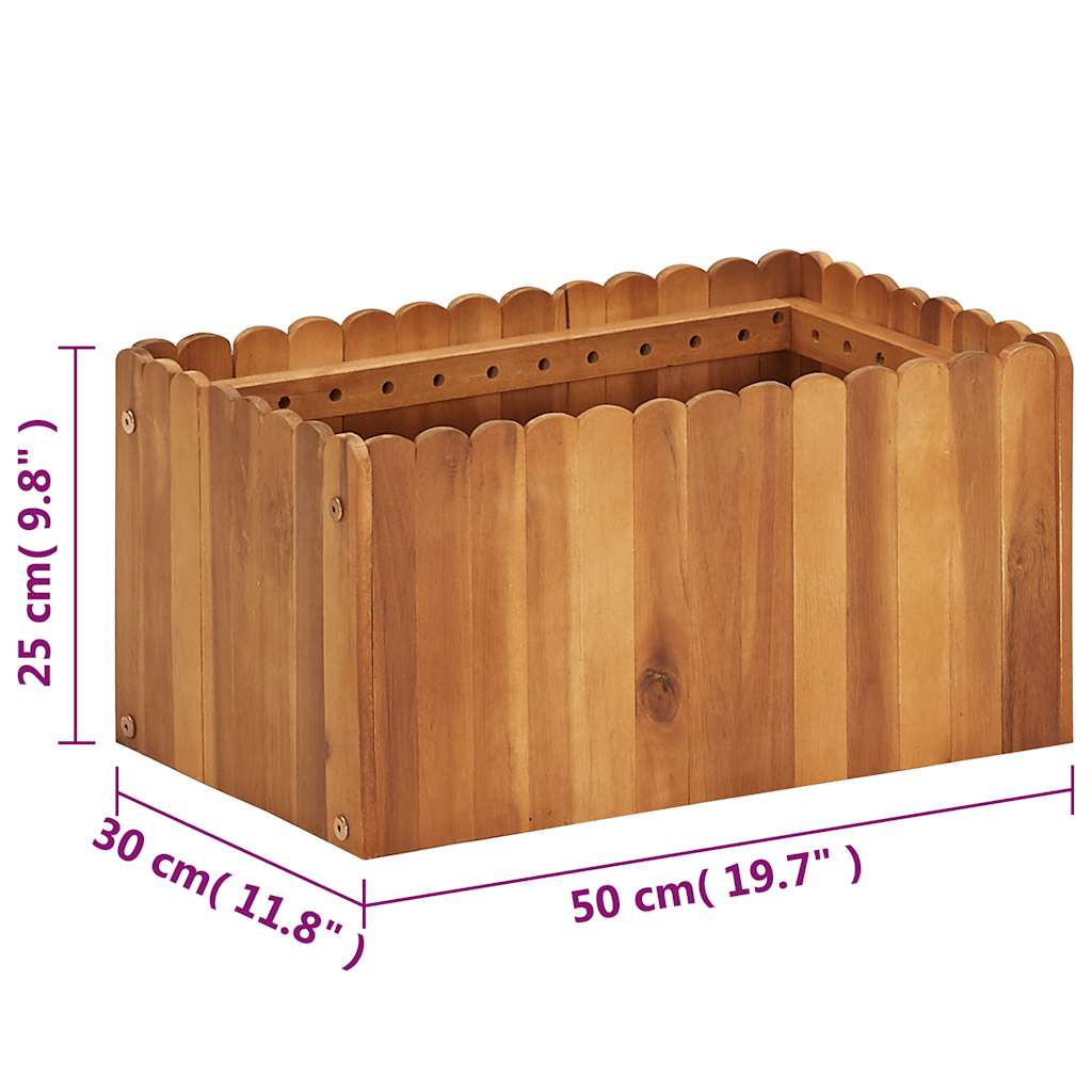 Arriate De Madera Maciza De Acacia 50x30x25 Cm_5