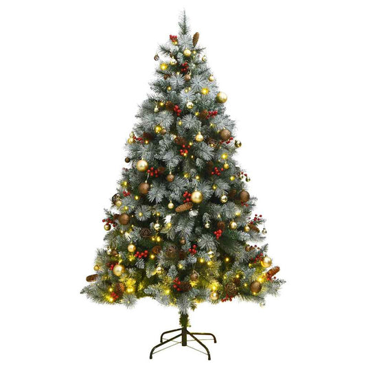 Vidaxl Árbol De Navidad Artificial Con Bisagras 300 Led Y Bolas 210 Cm_0