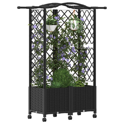 Cama Elevada Con Trellis Y Techo Negro 122 X 40 X 144 Cm Pp_2