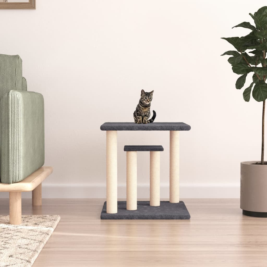 Vidaxl Postes Rascadores Para Gatos Con Plataformas Gris Oscuro 50 Cm_1