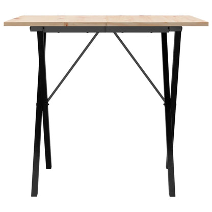 Mesa De Comedor Marco X Madera Maciza Pino Y Acero 80x80x75 Cm_2