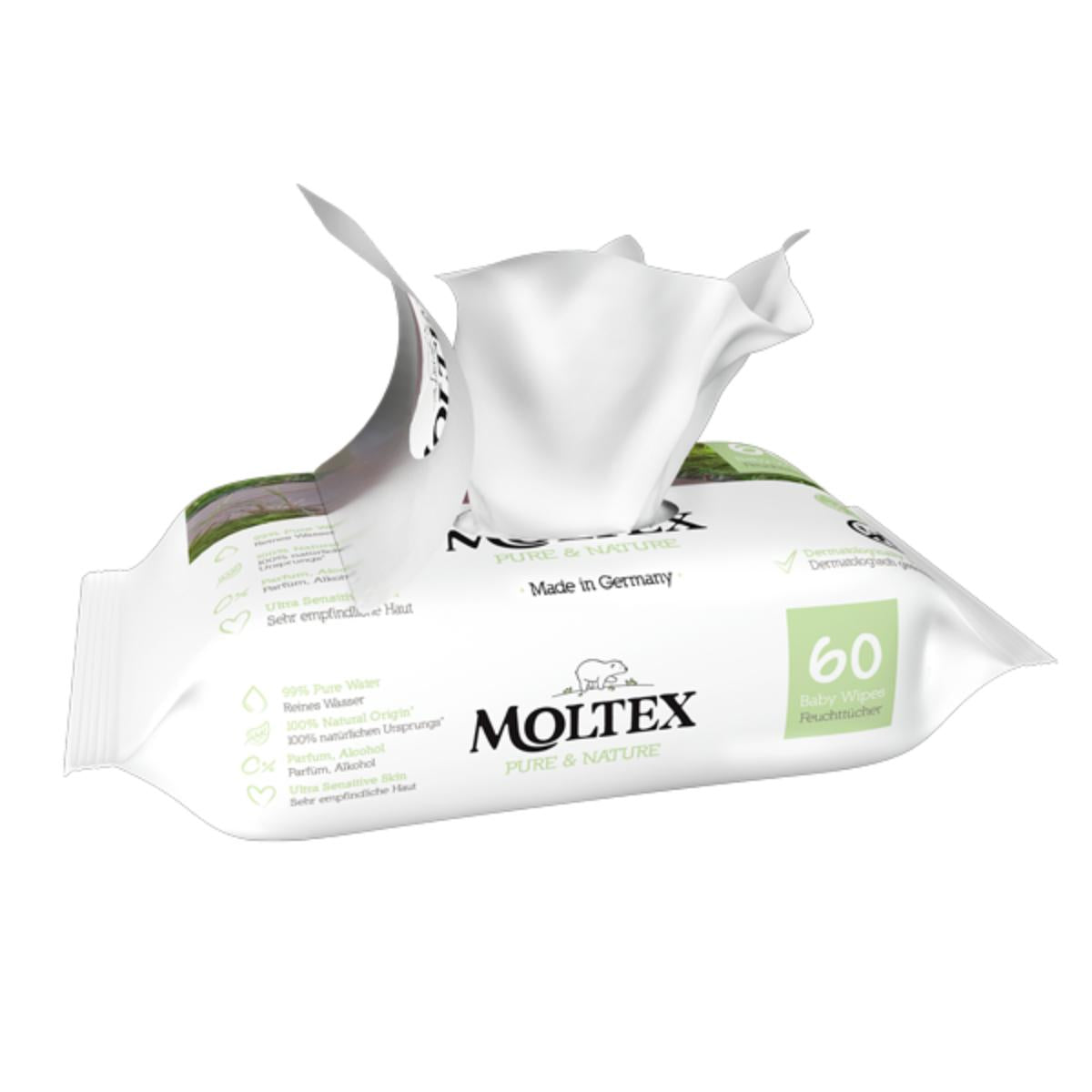 Pack de 12 toalhetes Moltex Pure &amp; Nature 60 unidades