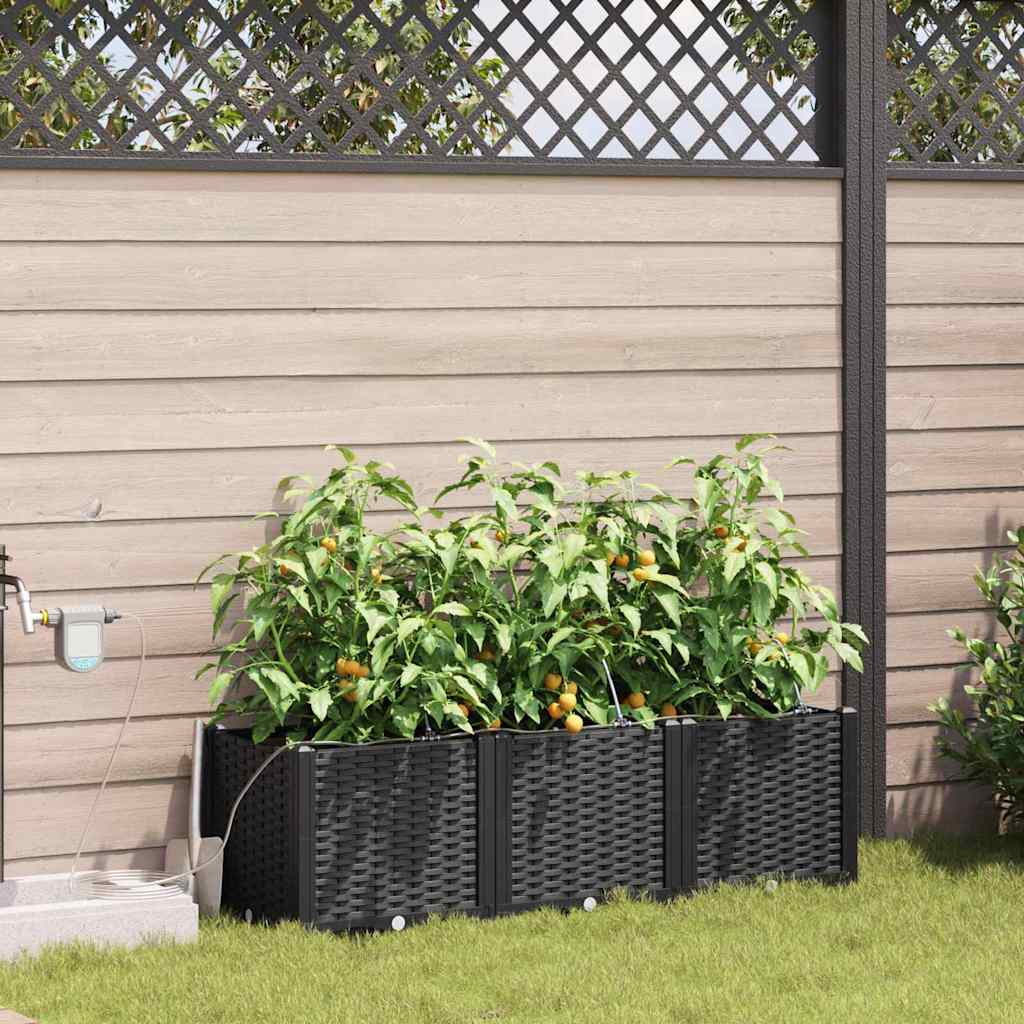 Macetero De Jardín 3 Uds. Negro 120 X 40 X 37,5 Cm Pp_1