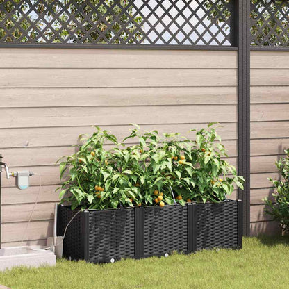 Macetero De Jardín 3 Uds. Negro 120 X 40 X 37,5 Cm Pp_1
