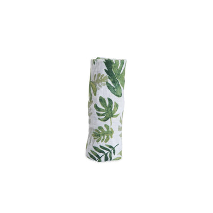 Musselina de algodão com folhas tropicais 120x120