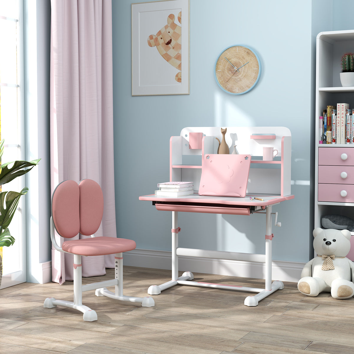 Secretária Infantil Aiyaplay Mdf, Aço Rosa 80x55x107.5 Cm 312-124v80pk_1