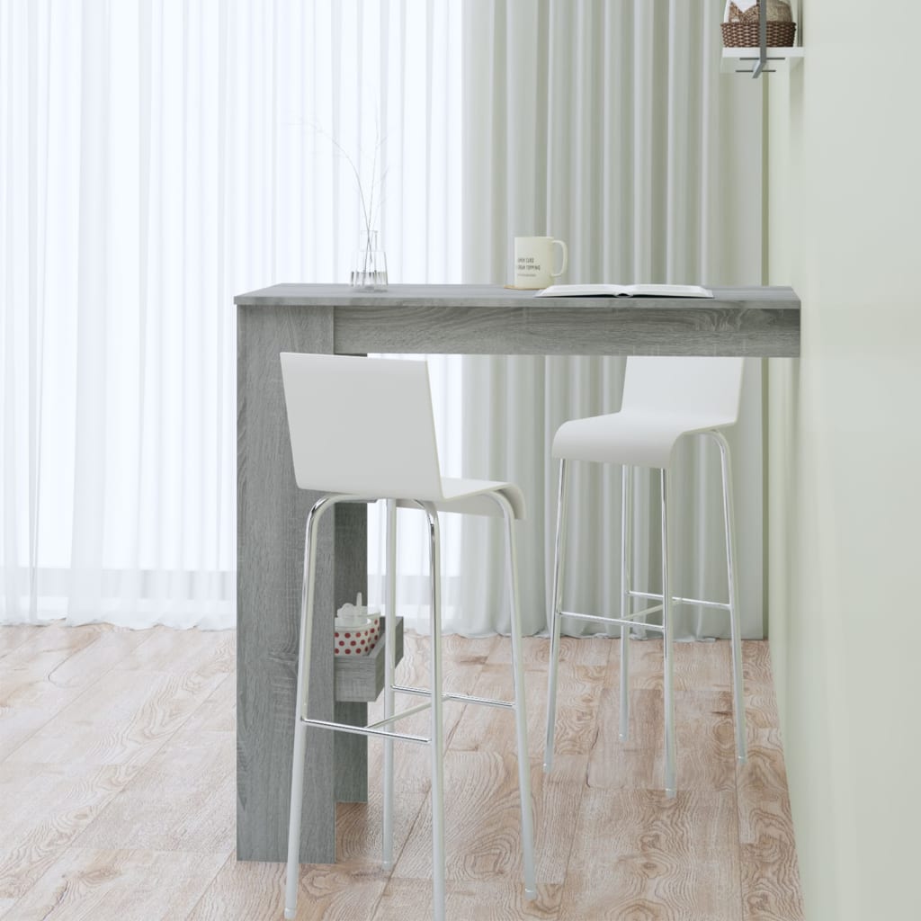 Mesa De Bar De Pared Madera Contrachapada Gris 102x45x103,5cm_4