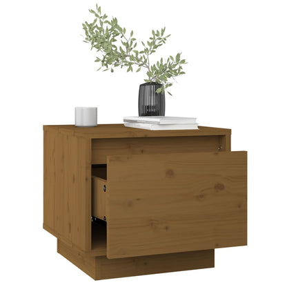 Mesita De Noche Madera Maciza De Pino Marrón Miel 35x34x32 Cm_1
