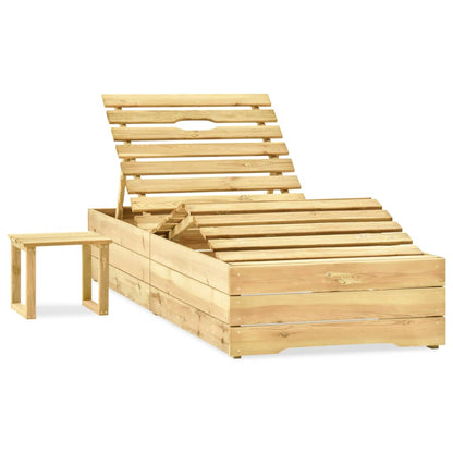 Tumbona De Jardín Con Mesa Y Cojín De Madera De Pino Impregnada_1