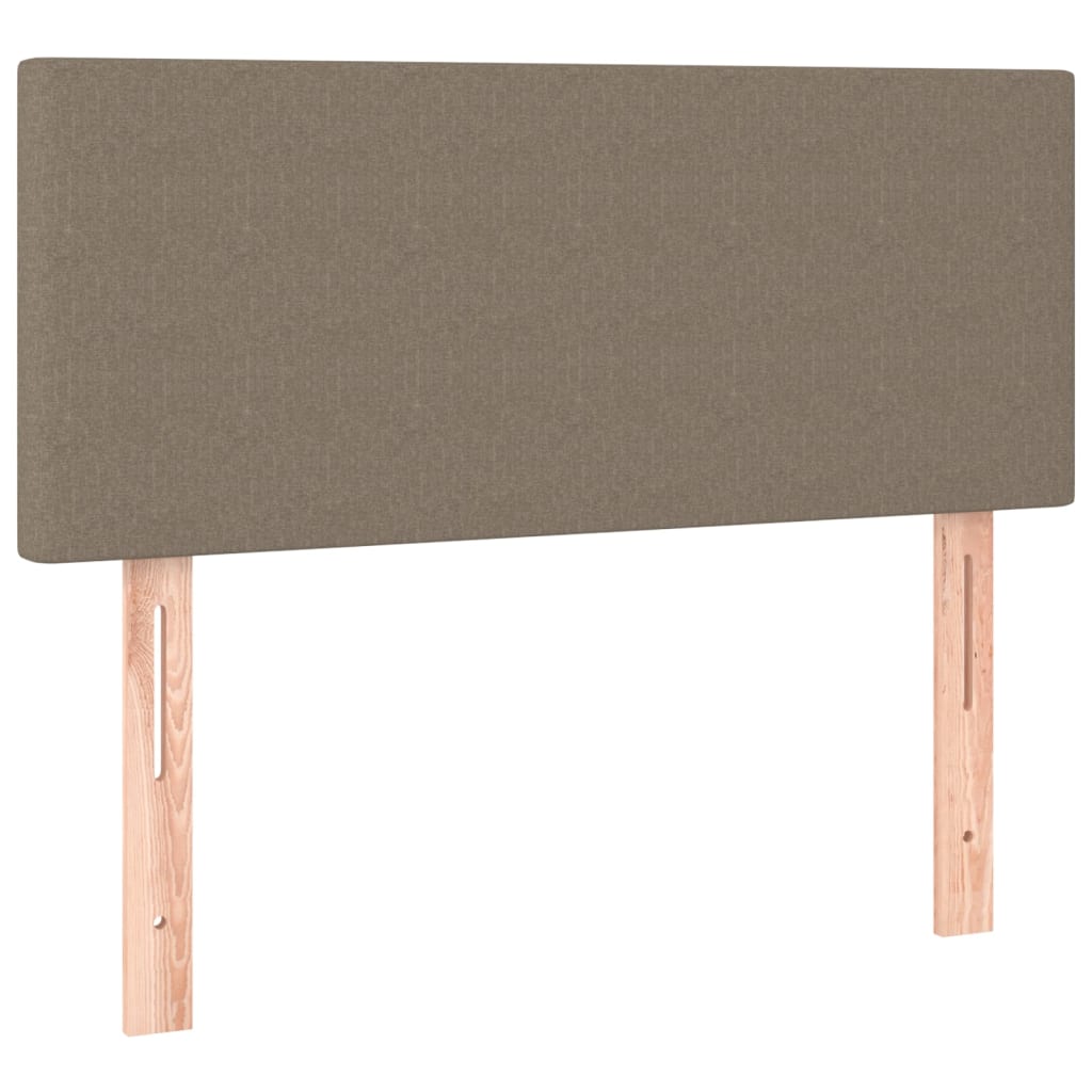 Cama Box Spring Con Colchón Y Led Tela Gris Taupe 120x200 Cm / Vetonek_1