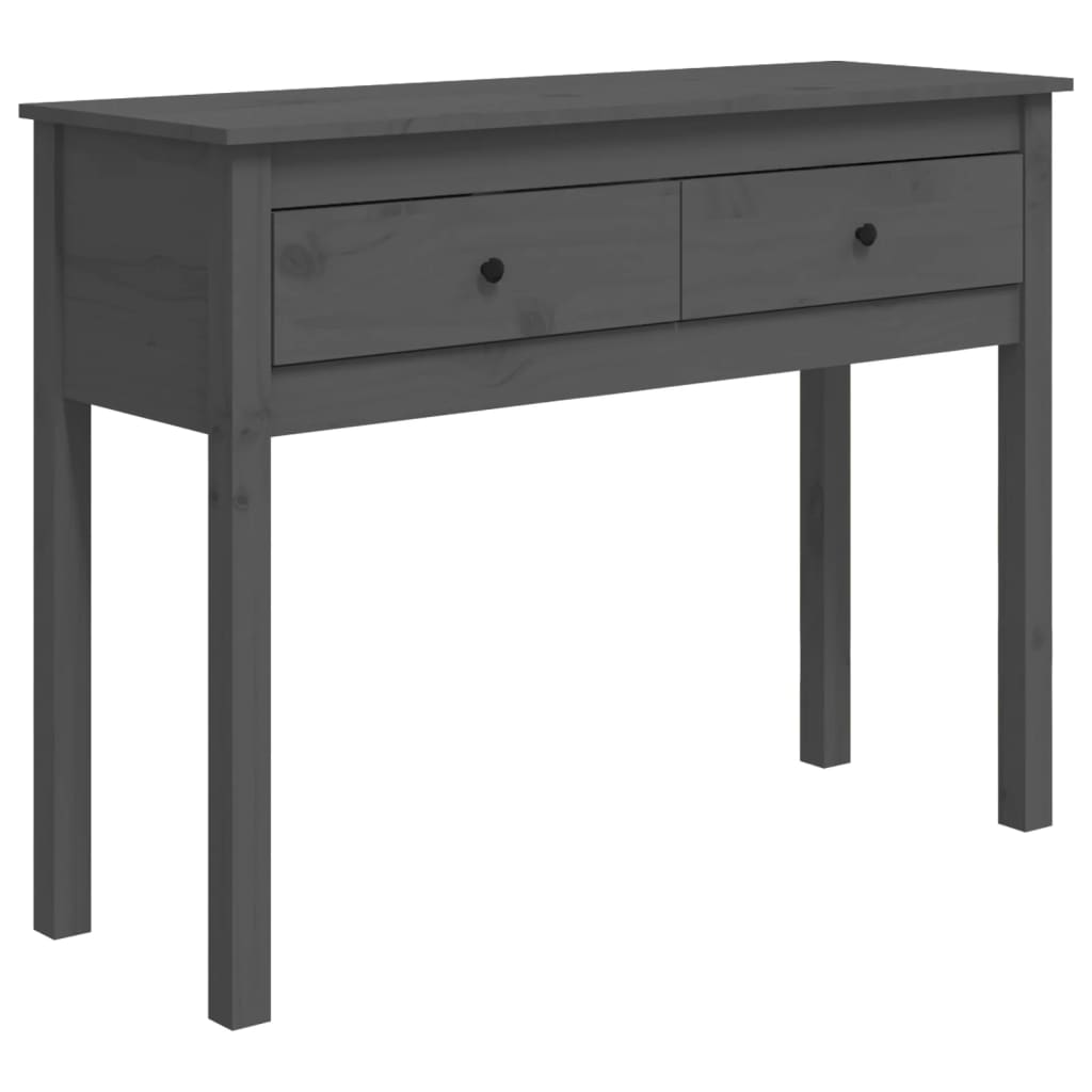 Mesa Consola De Madera Maciza De Pino Gris 100x35x75 Cm_0