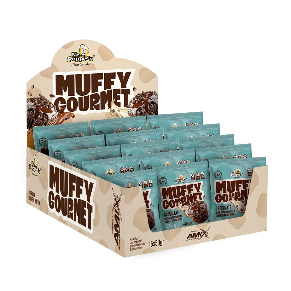 Muffins Gourmet 15x50gr Sabor Chocolate Y Chocolate Blanco Mr.popper's Amix_0