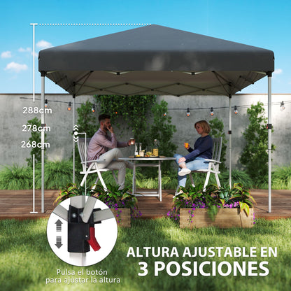 Outsunny Carpa Plegable 3x3 M Altura Ajustable Y Bolsa De Transporte Gris Oscuro_5