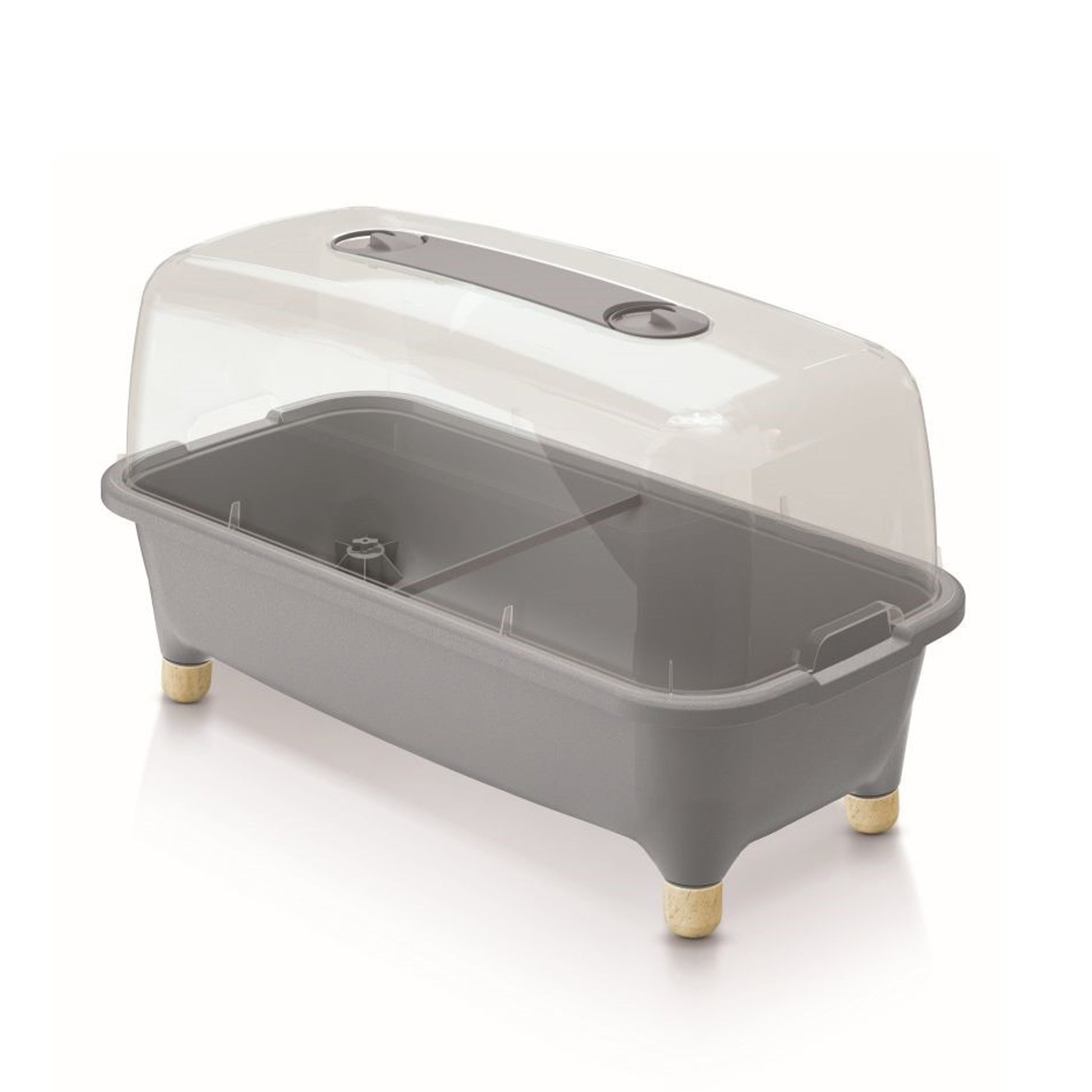 Huerto Doméstico/Jardinera Baja con Tapa de Policarbonato para Proteger tus Plantas - Prosperplast Respana Planter Wood Low de Plástico_0