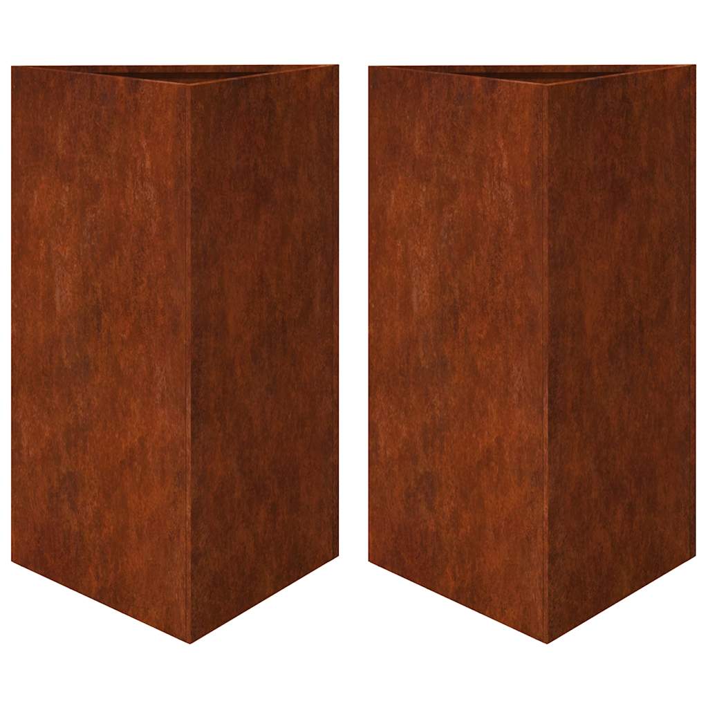 Jardineras Triangulares 2 Uds Acero Oxidado 50x43x75 Cm_0