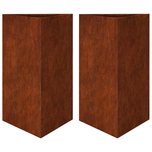 Jardineras Triangulares 2 Uds Acero Oxidado 50x43x75 Cm_0