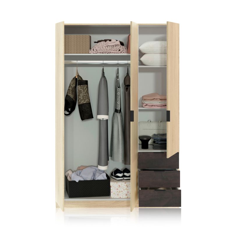 Armario 3 Puertas 3 Cajones Roble Oxido_3