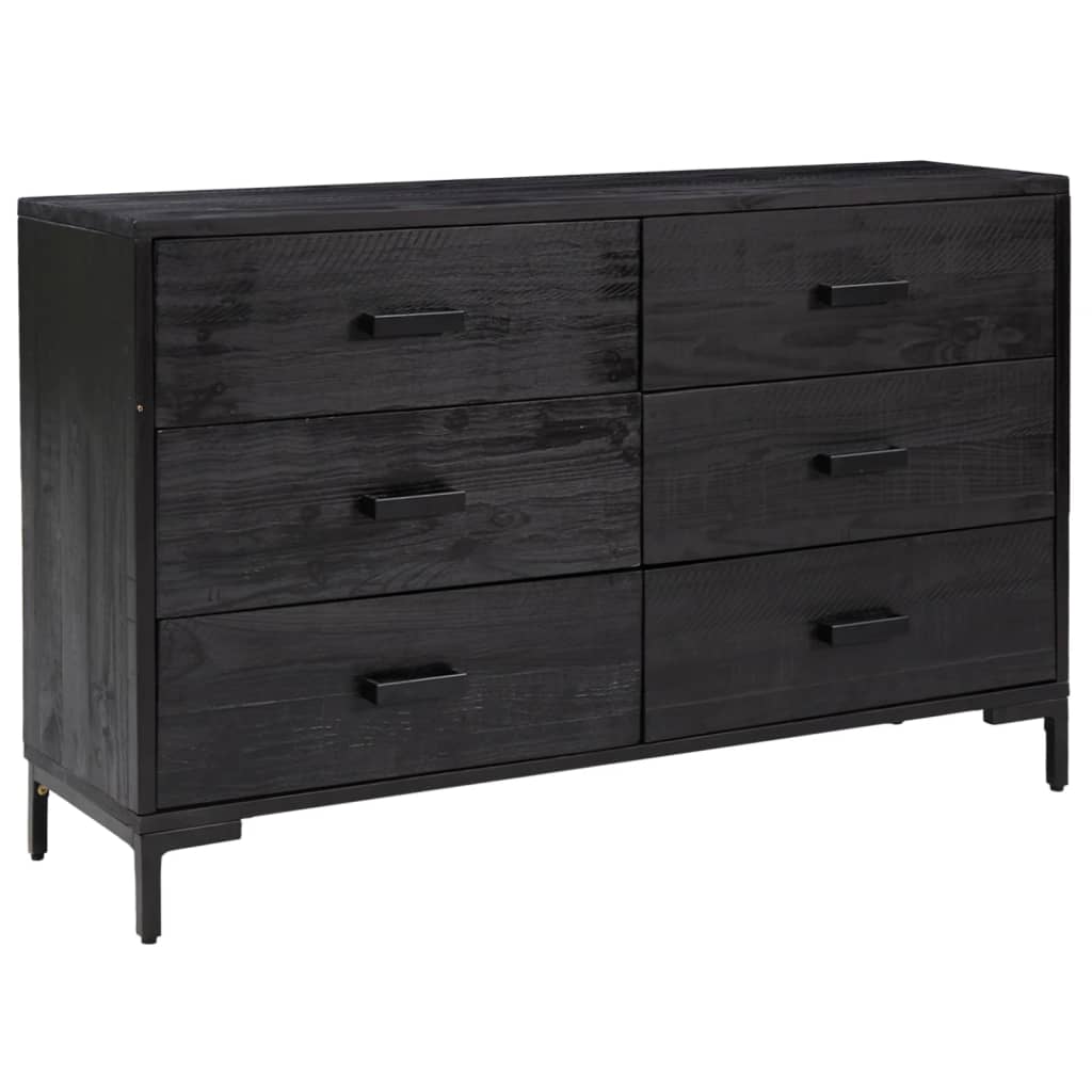 Aparador De Madera Maciza De Pino Negro 110x35x70 Cm / Vetonek_5