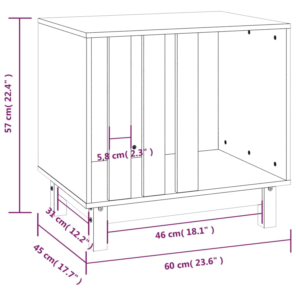 Vidaxl Caseta Para Perros Madera Maciza De Pino Gris 60x45x57 Cm_2
