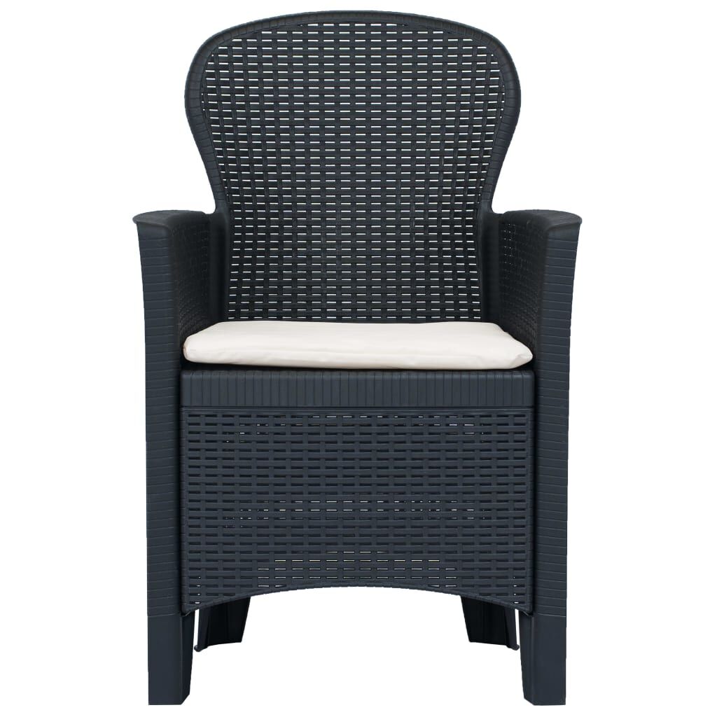 Vidaxl Comedor De Jardín 7 Piezas Plástico Aspecto De Ratán Antracita_3