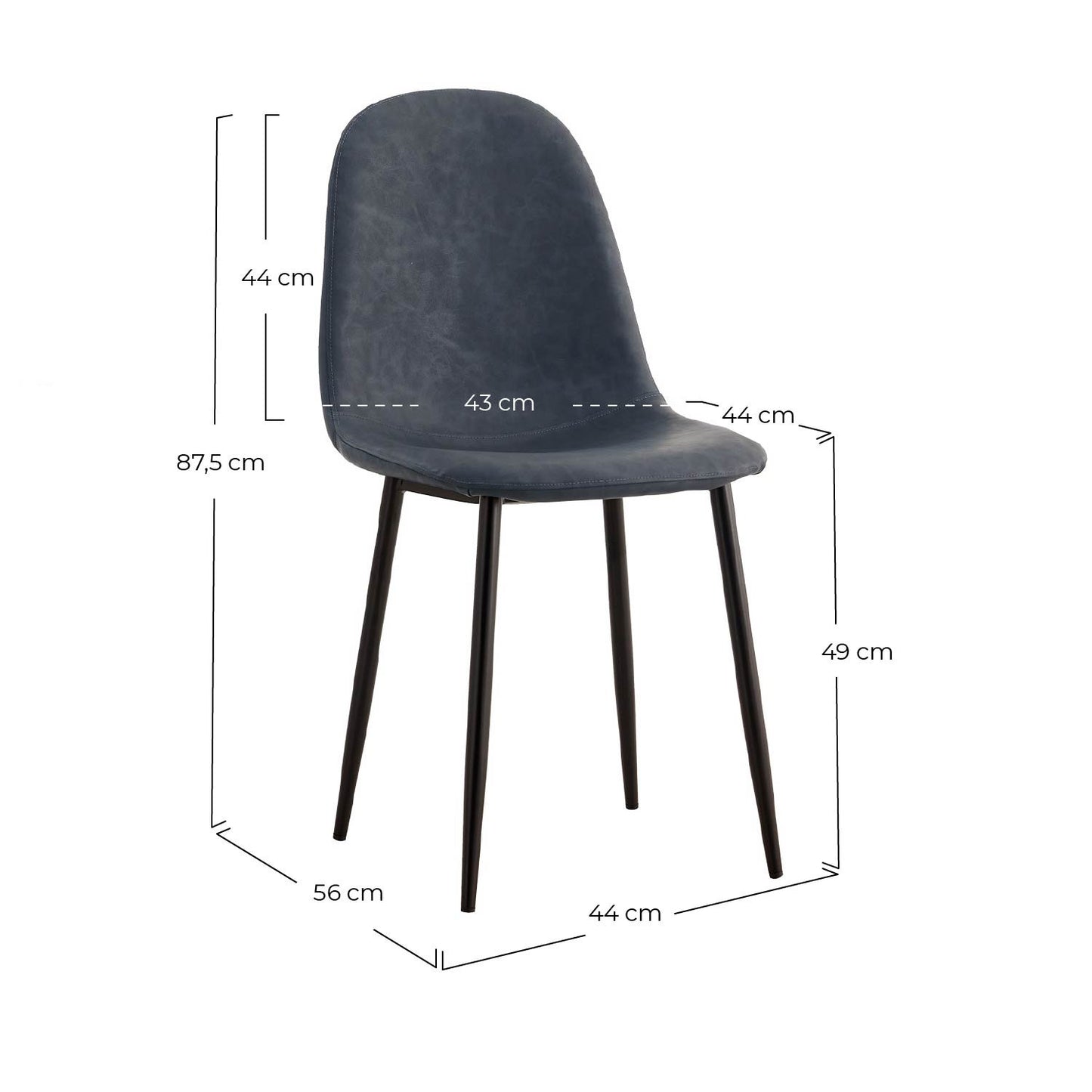 Pack 2 Sillas De Comedor De Piel Mera 56x44x87.5cm Thinia Home_5