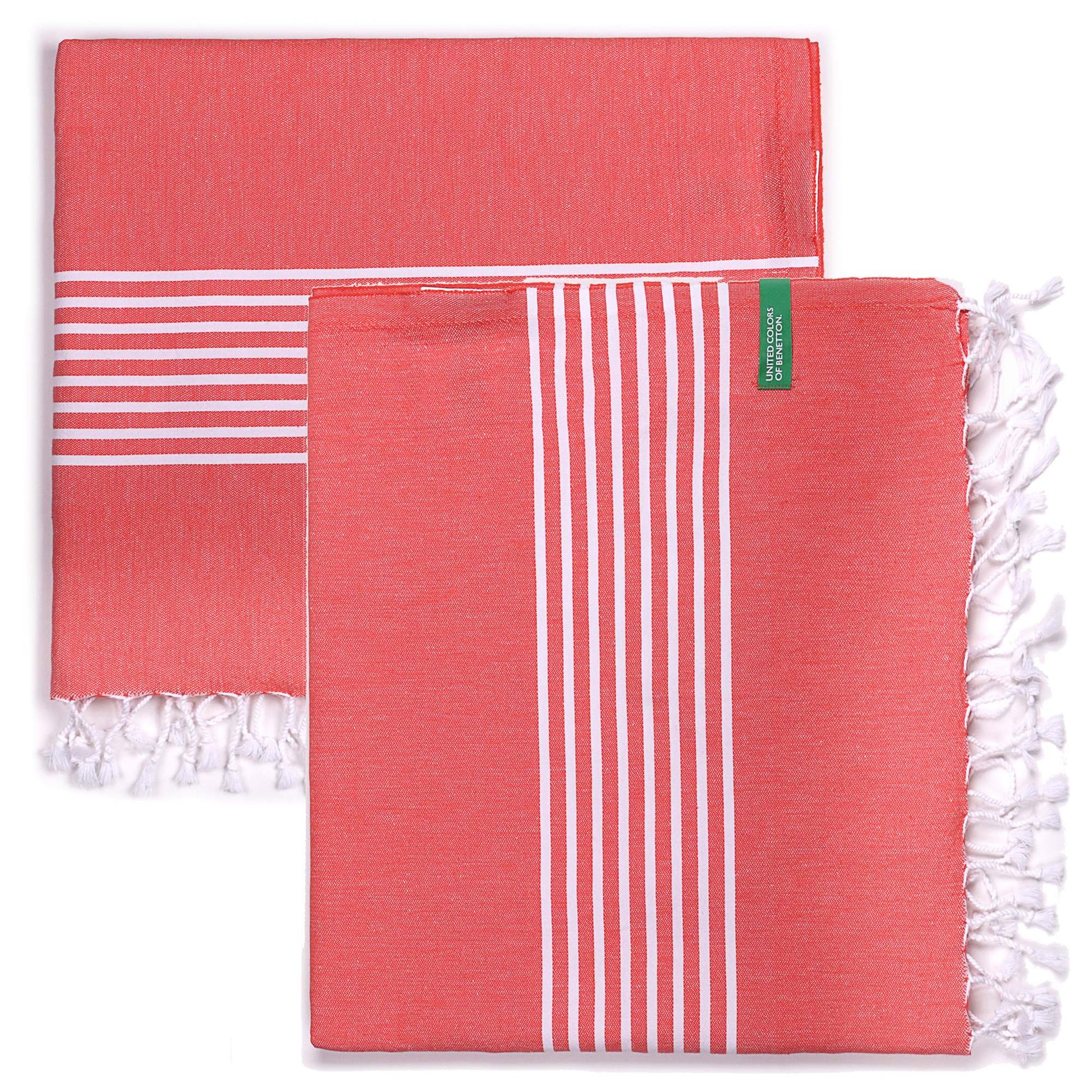 Set 2 Toallas Benetton Hamman 80x165cm 170gsm 100%algodon Rojo Casa Benetton