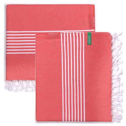 Set 2 Toallas Benetton Hamman 80x165cm 170gsm 100%algodon Rojo Casa Benetton