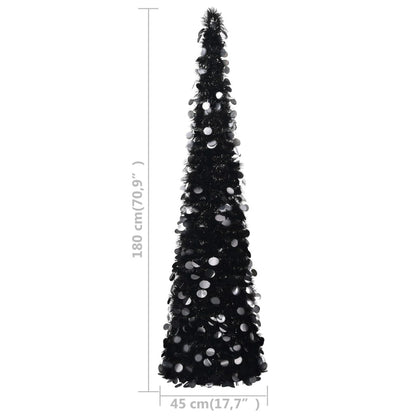 Vidaxl Árbol De Navidad Artificial Emergente Pet Negro 180 Cm_4