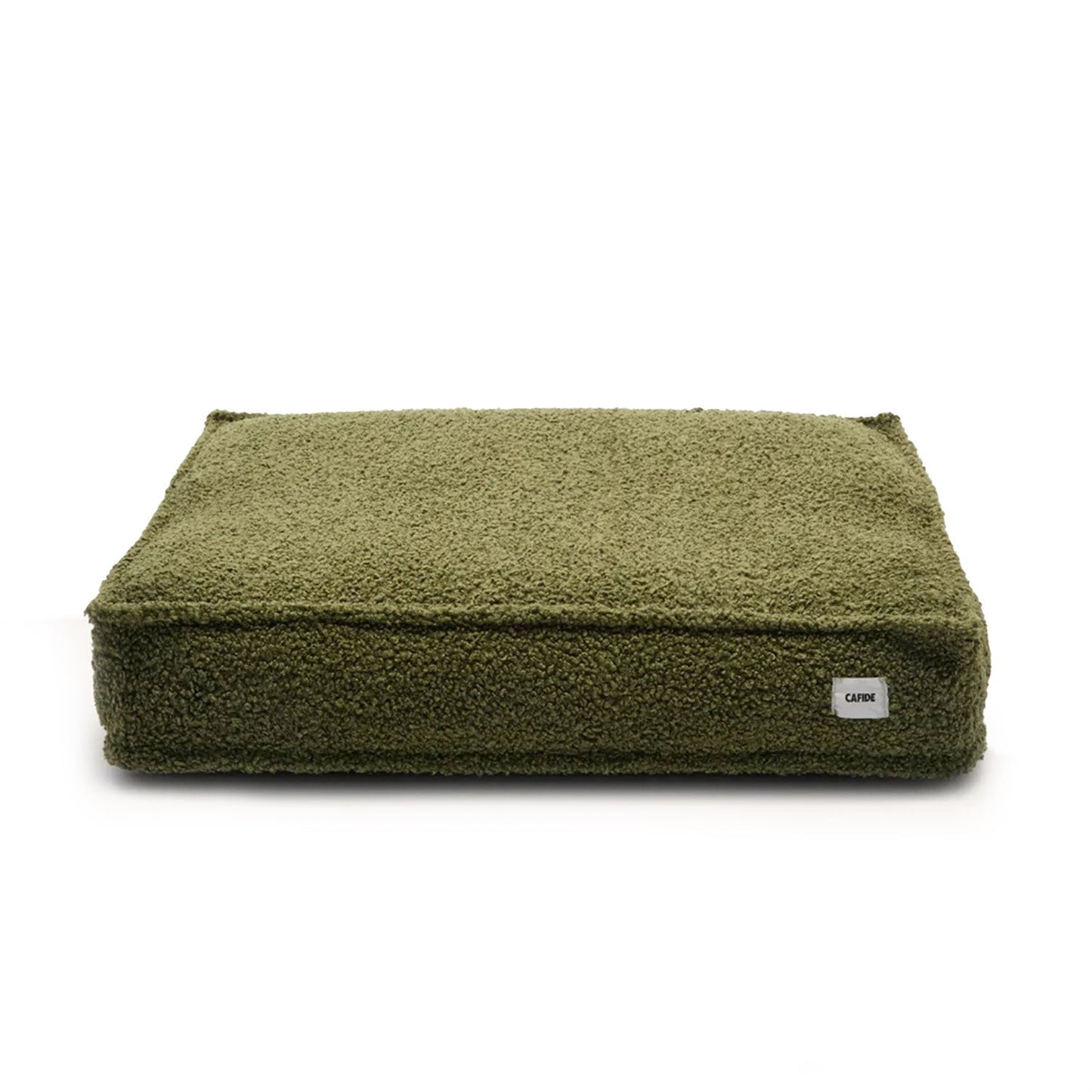 Cafide Cama De Material Reciclado Para Perro Con Tejido Estilo Borreguito Verde. Modelo Cuadra._0