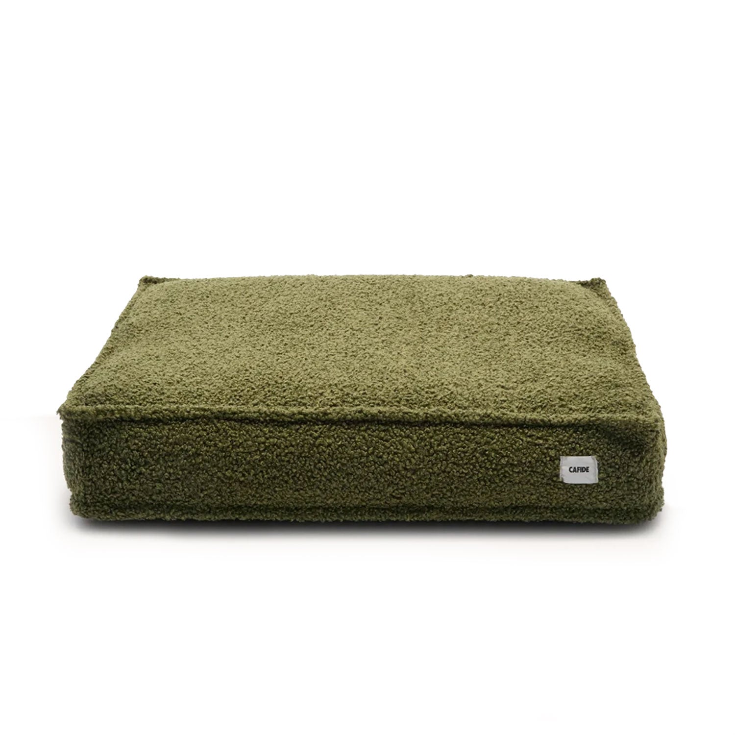 Cafide Cama De Material Reciclado Para Perro Con Tejido Estilo Borreguito Verde. Modelo Cuadra._0