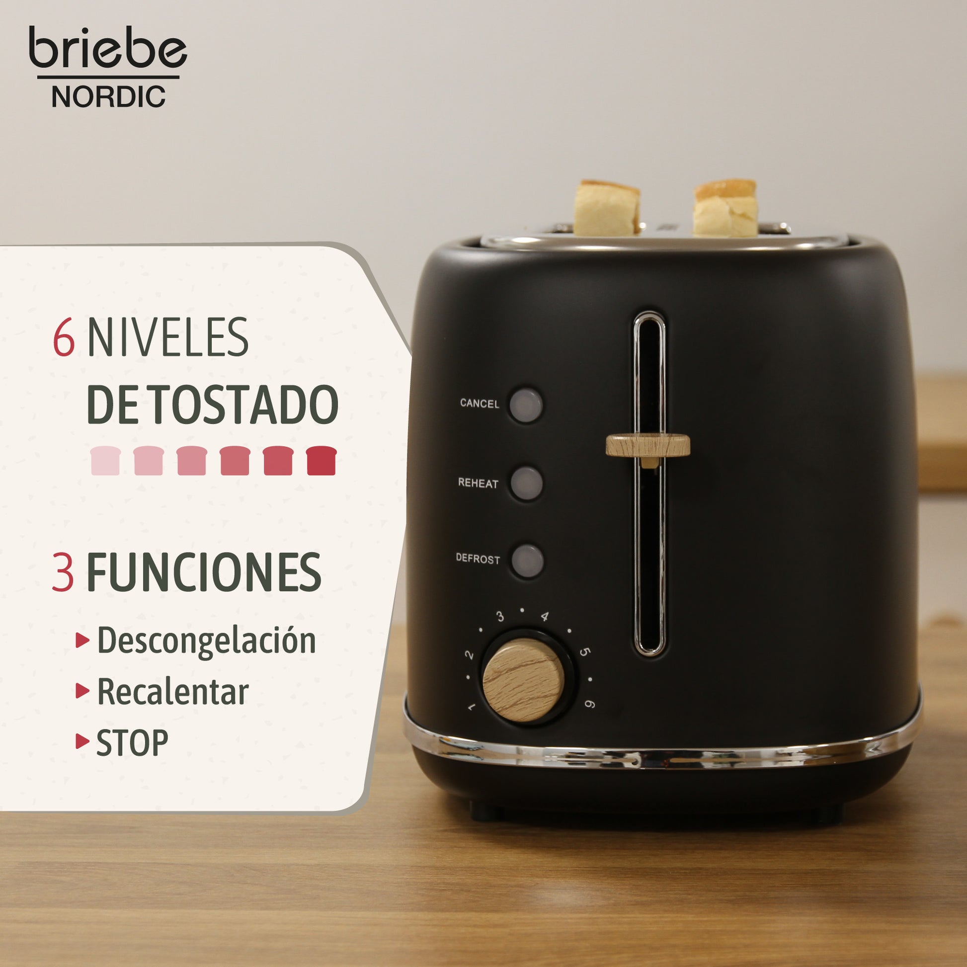 Briebe Nordic Set Tostadora Pan Ranura Ancha 2 Rebanadas + Tetera 2,3l Acero Inox, Inducción Libre Bpa, Skt1177blk,negro_2
