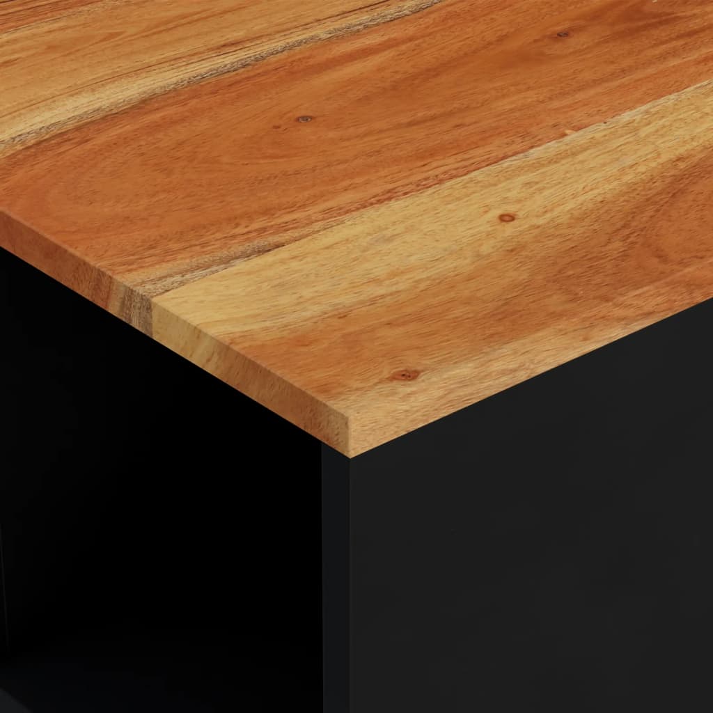 Mesa De Centro De Madera Maciza De Acacia 60x50x35 Cm_4